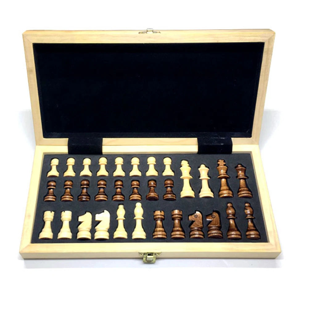 Wooden chess game board foldable travel for family gift children and adults