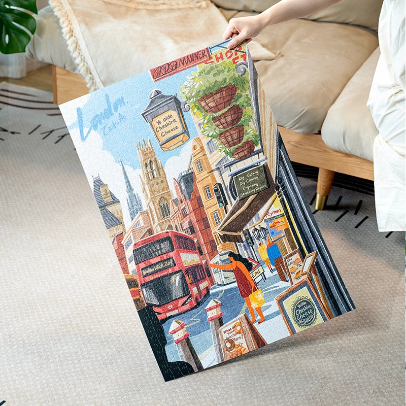 Robotime rolife 1000 piece jigsaw puzzle home decor adults games family fun puzzles educational toys for kids - walk