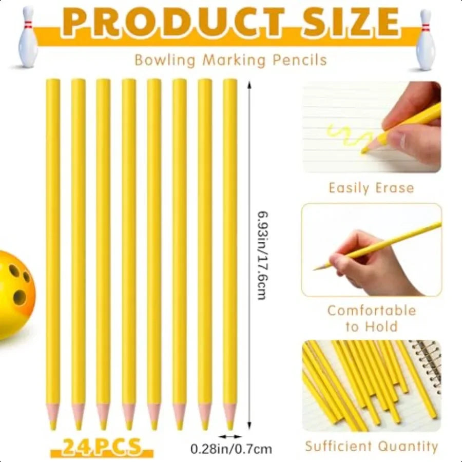 24 pcs yellow grease pencil marking bulk wax wooden crayon pencils for bowling coloring on the ball surfa - united