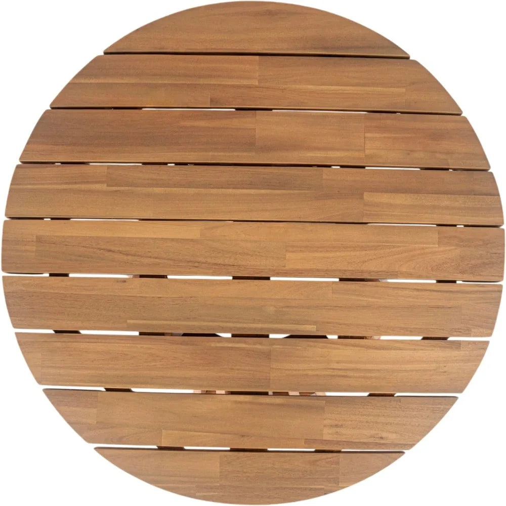 Patio outdoor acacia wood round coffee table for backyard lawn balcony light teak - united states