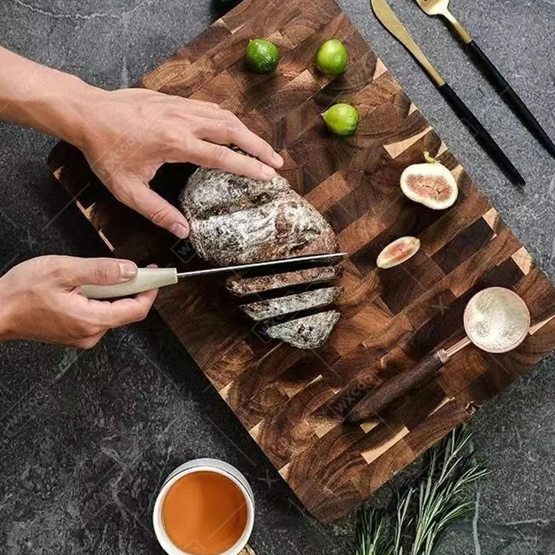 Thicken acacia wooden cutting board kitchen double-sided splicing checkerboard solid wood non-slip for cut vegetable