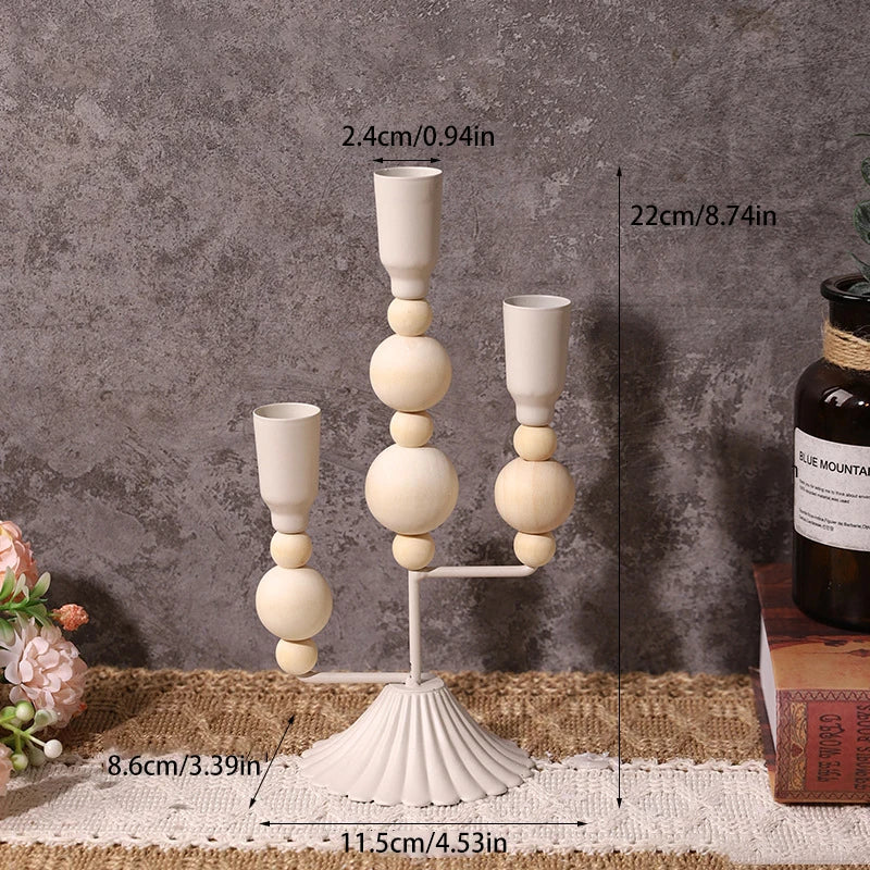 Wooden iron candle stand vintage dinner table centerpiece candlestick wedding festival home decoration photography