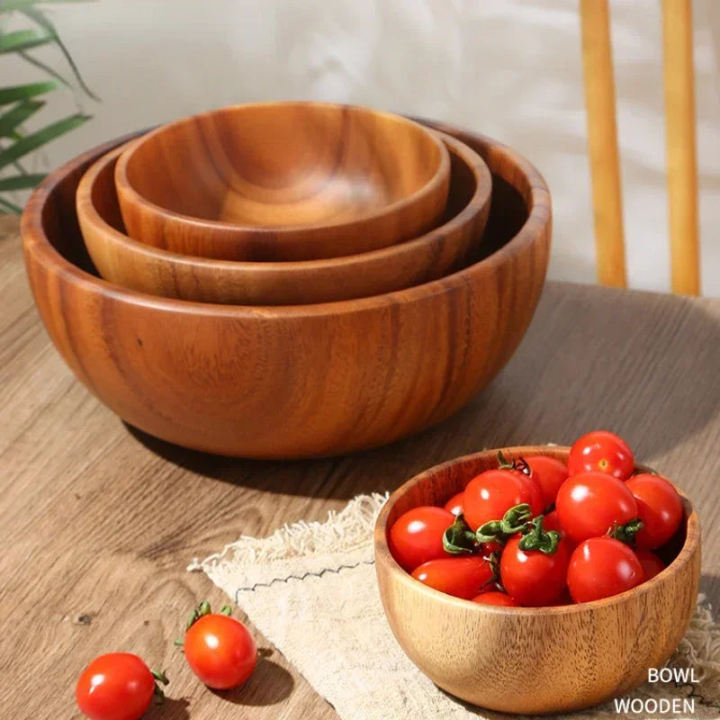 Home wooden bowl japanese acacia salad large kneading tableware