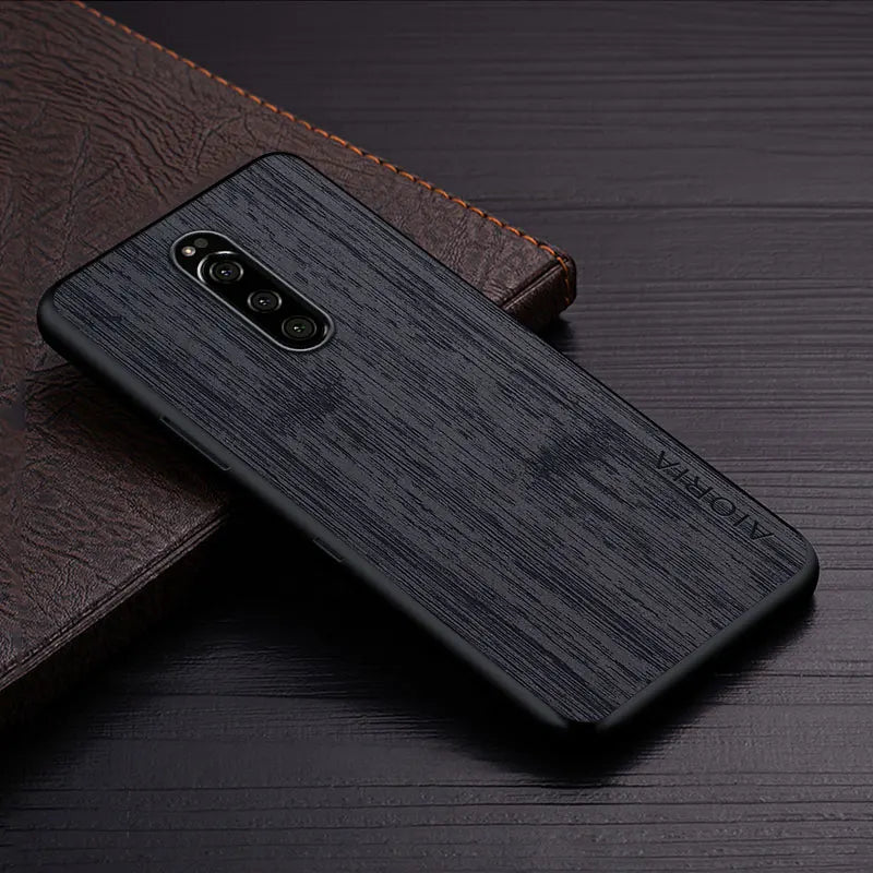 Case for sony xperia 1 xz4 funda bamboo wood pattern leather skin phone cover luxury coque sony xperia case capa - black