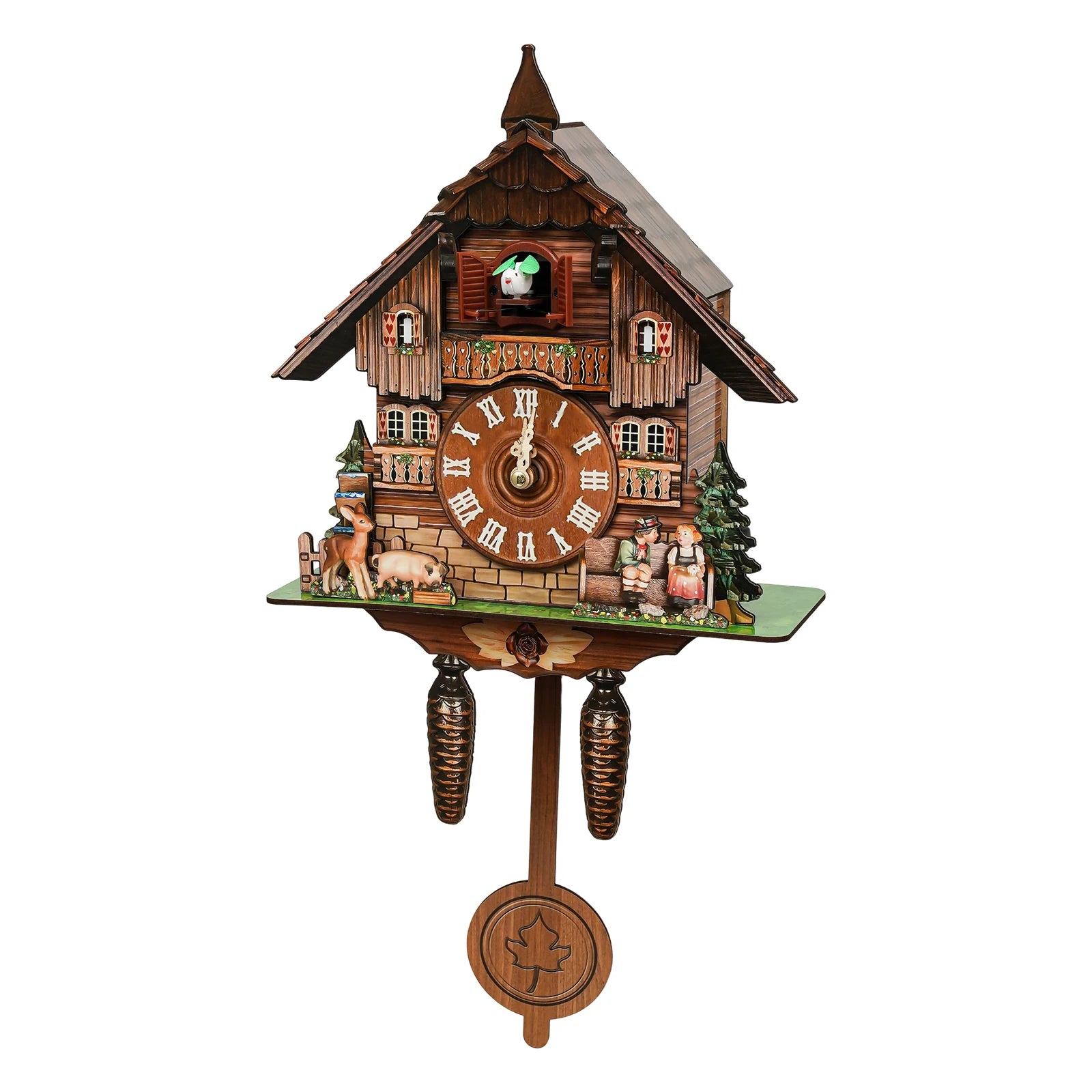 Cuckoo wall clock retro wooden with pendulum decoration hanging for bedroom living room office