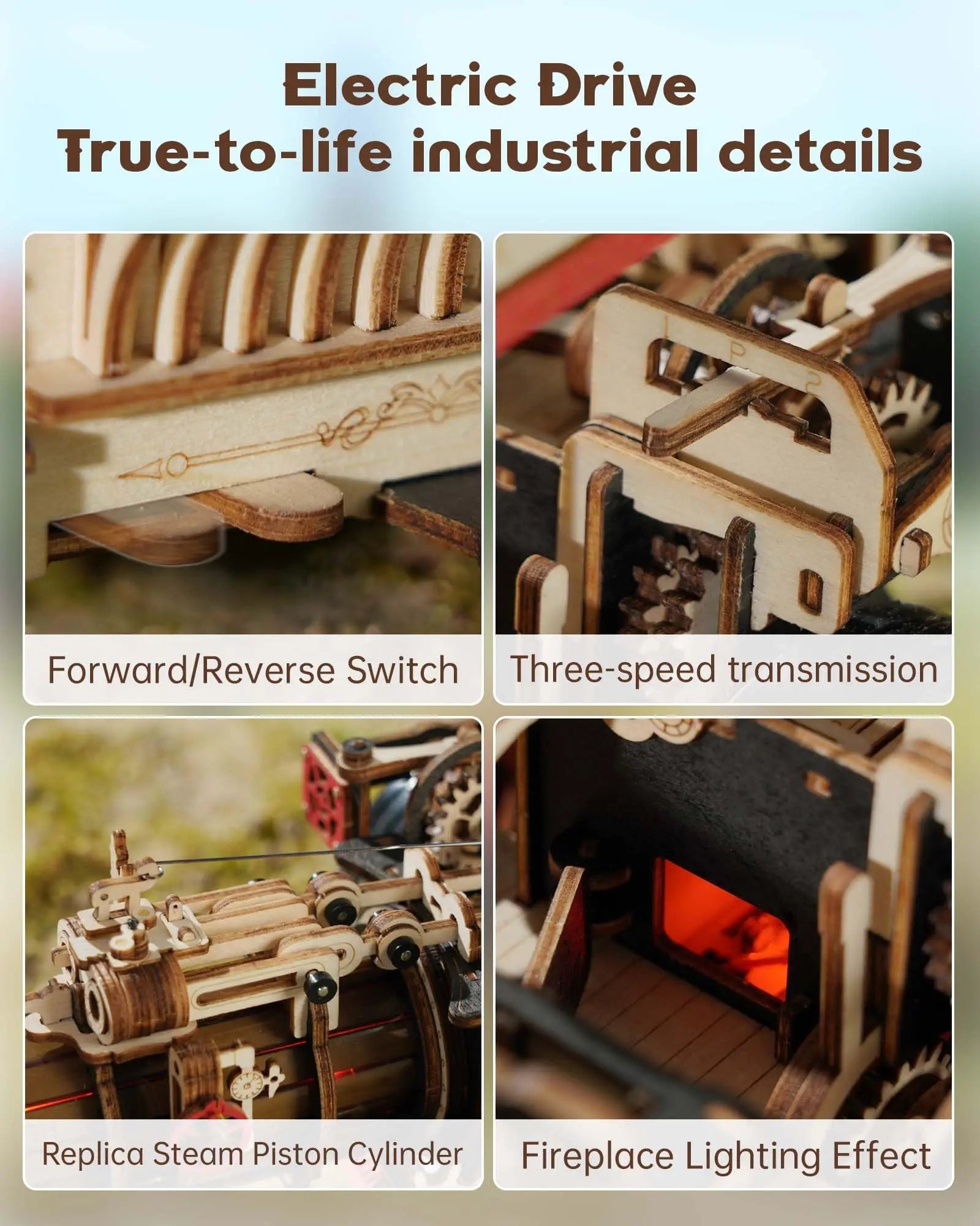 Robotime rokr tractor locomotive model 3d wooden puzzle for adults steam engine birthday gifts boys hobbies toys