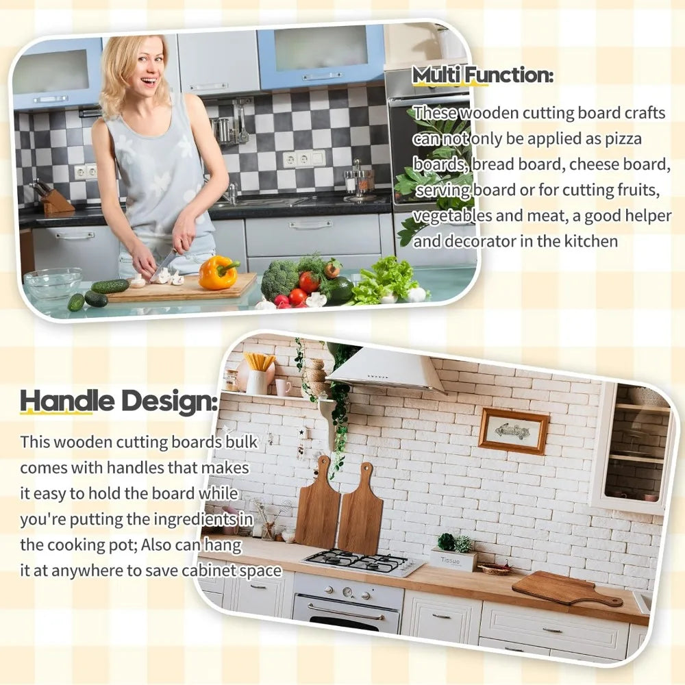 12 pcs bulk cutting board wood chopping with handle laser engraving wooden serving trays charcuterie for customized