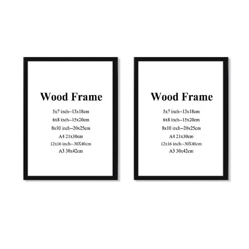 A4 a3 photo frame wooden black white color picture frames for poster wall art hanger - 2pcs / 8x10inch(20x25cm)