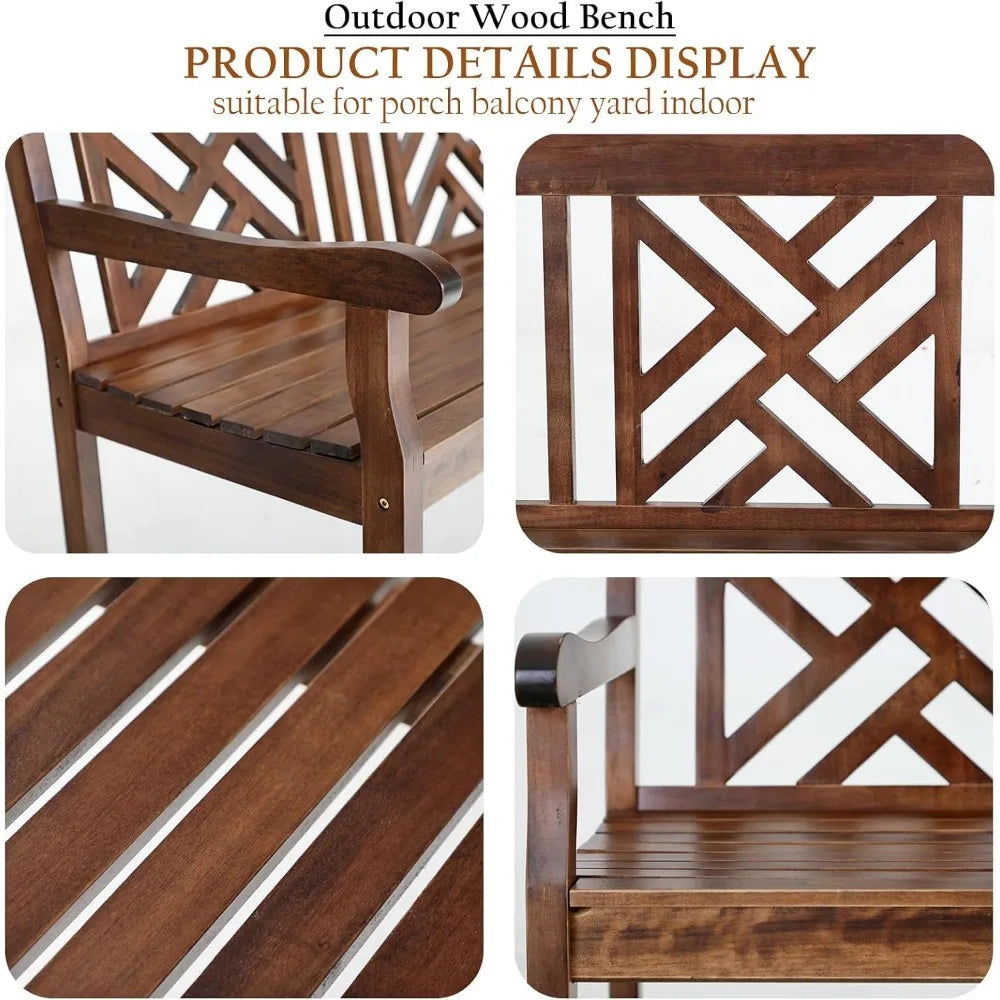 Sophia & william weather-resistant outdoor wooden bench 47 patio dining with backrest suitable for garden and porch