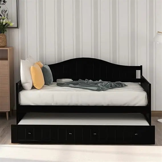 Twin daybed with storage drawers wood day bed frame for living room bedroom dual-use sofa beds kids guests sleepovers