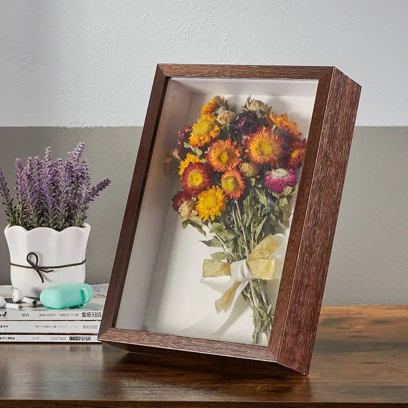 2pcs 3d photo frames wooden picture frame depth 5cm nordic shadow box dried flower specimens holder handmade diy gift