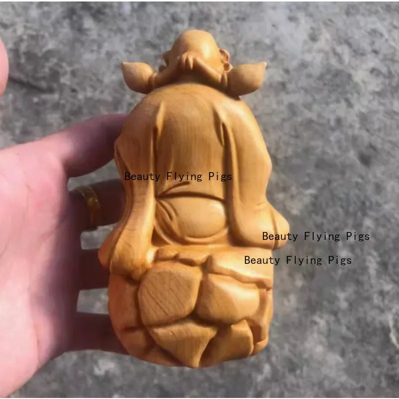 1pc wooden statue of zhong kui exorcist figure home decoration office feng shui sculpture ornaments - 12x7x4.5