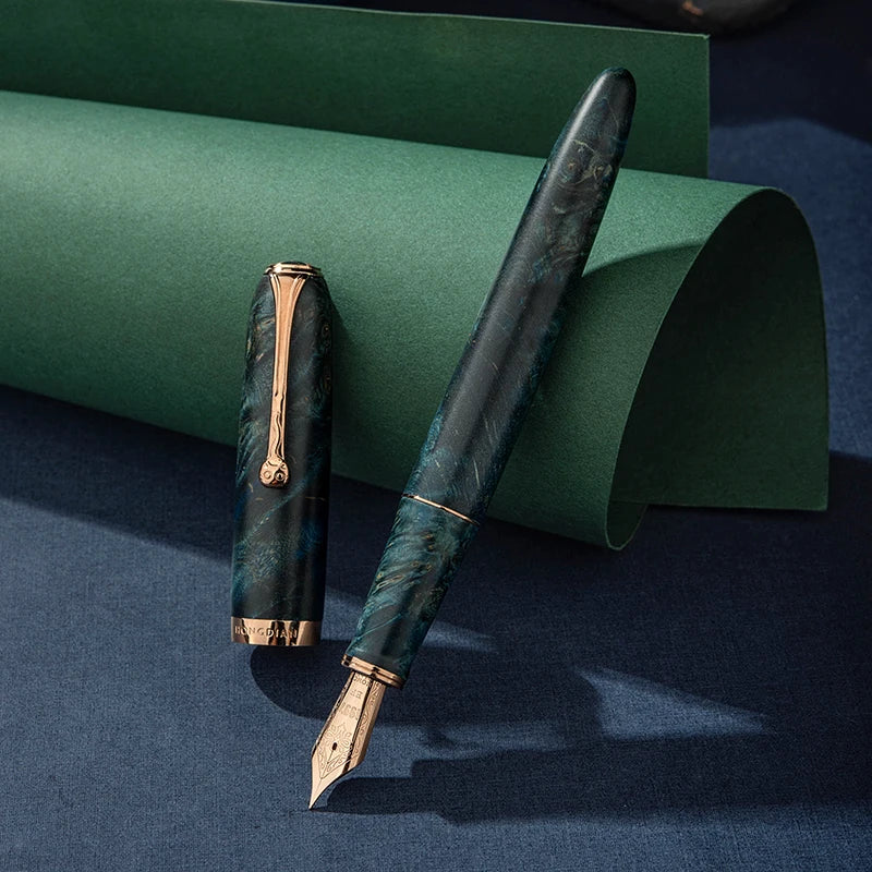 Sublime hongdian a10 stable wood fountain pen magnetic cap premium calligraphy f blade nib writing gifts office