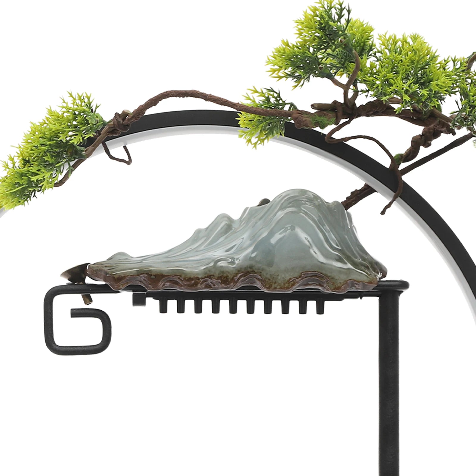 Dui jiu dang ge’ indoor relaxation desk fountain | us plug led light mist (no fragrance/plants) ceramic + wood - brown