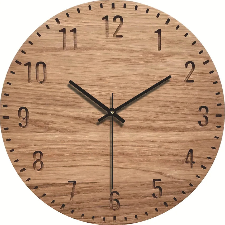 Wood grain wall clock transparent minimalist design hanging silent living room office art watch home decor hororloge