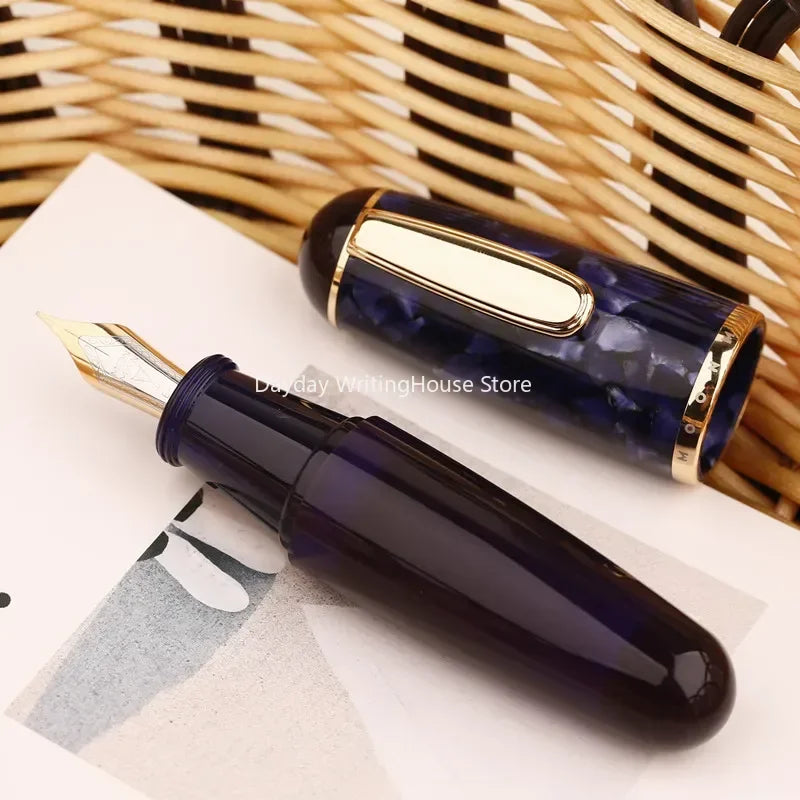 Majohn q1 mini wood/acrylic transparent pocket-size eyedropper fountain pen iridium long knife nib portable ink writing