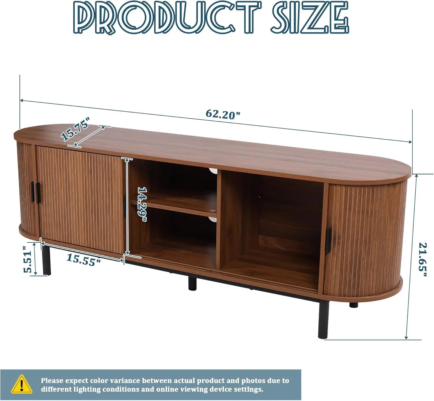 62’’ tambour door tv stand,wood mid century modern cabinet for up to 70“ tv,curved edge long stand with storage