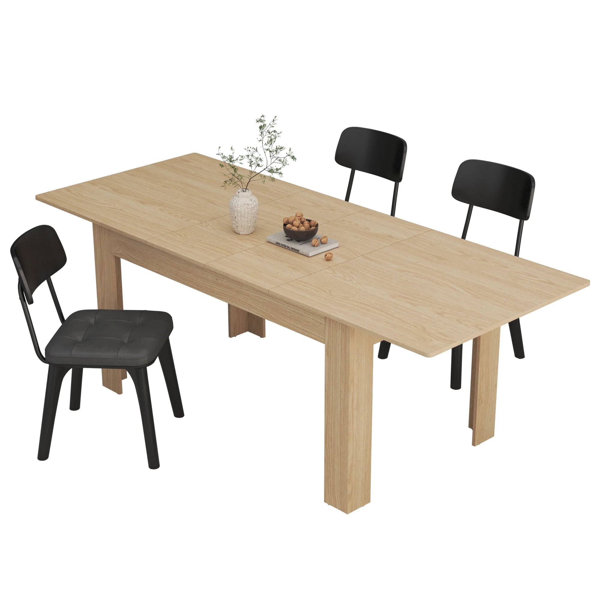 Extendable dining table for 6-10 person wooden room modern gatherings meeting kitchens - wood color 150cm / united