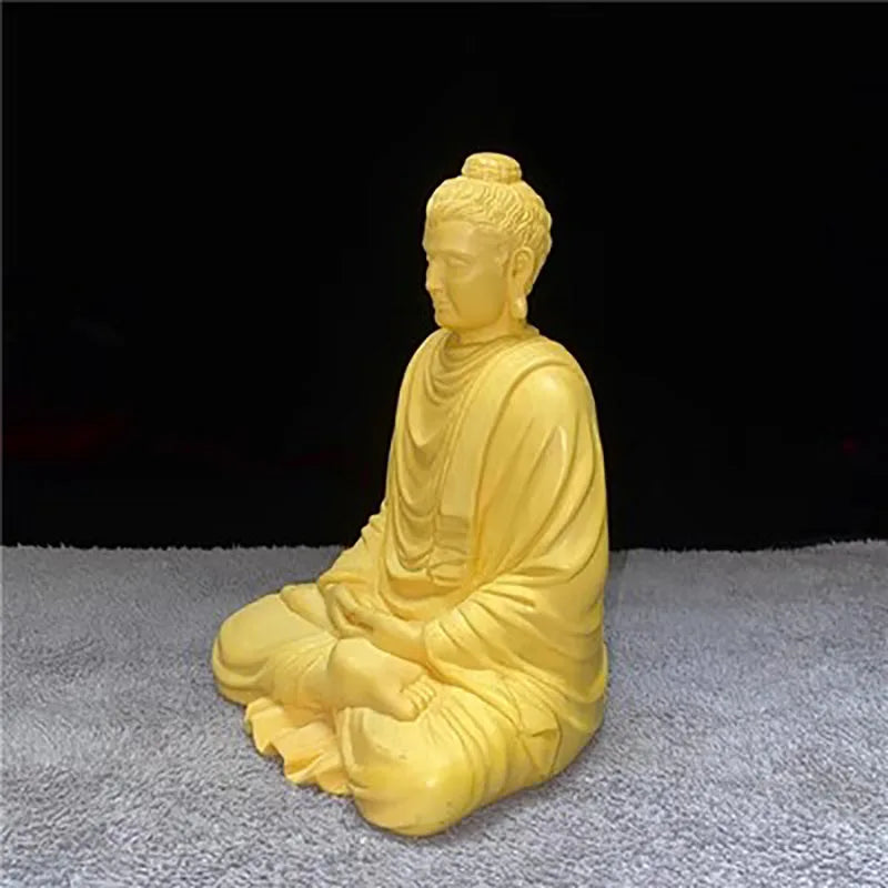 Wooden shakyamuni buddhist figure statue solid wood hand carving chinese buddha home living ornaments feng shui - light