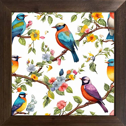 A cartoon-painted bird cool picture case with a wooden frame and oil painting that can be used for classroom festival