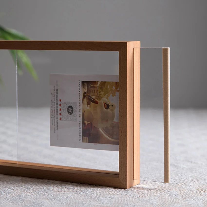Wooden picture photo frames table display double side pressed flower plant specimen herbarium clip glass frame
