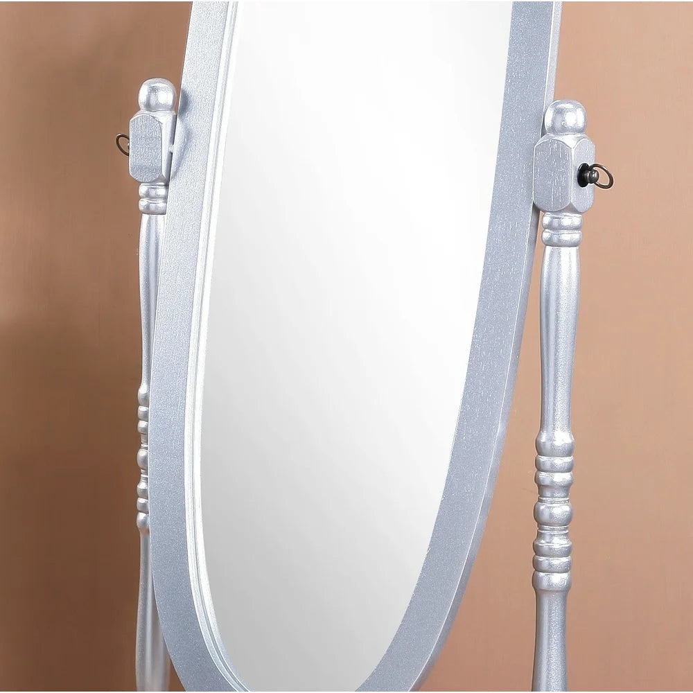 Traditional cheval mirror freestanding wood frame adjustable tilting oval glass antique reproduction bedroom decor
