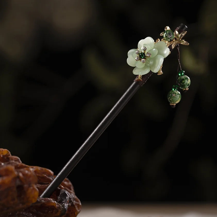 Wood tassel step shaking hairpin chopstick hair stick ancient ornament pan headdress flower styling accessories gifts