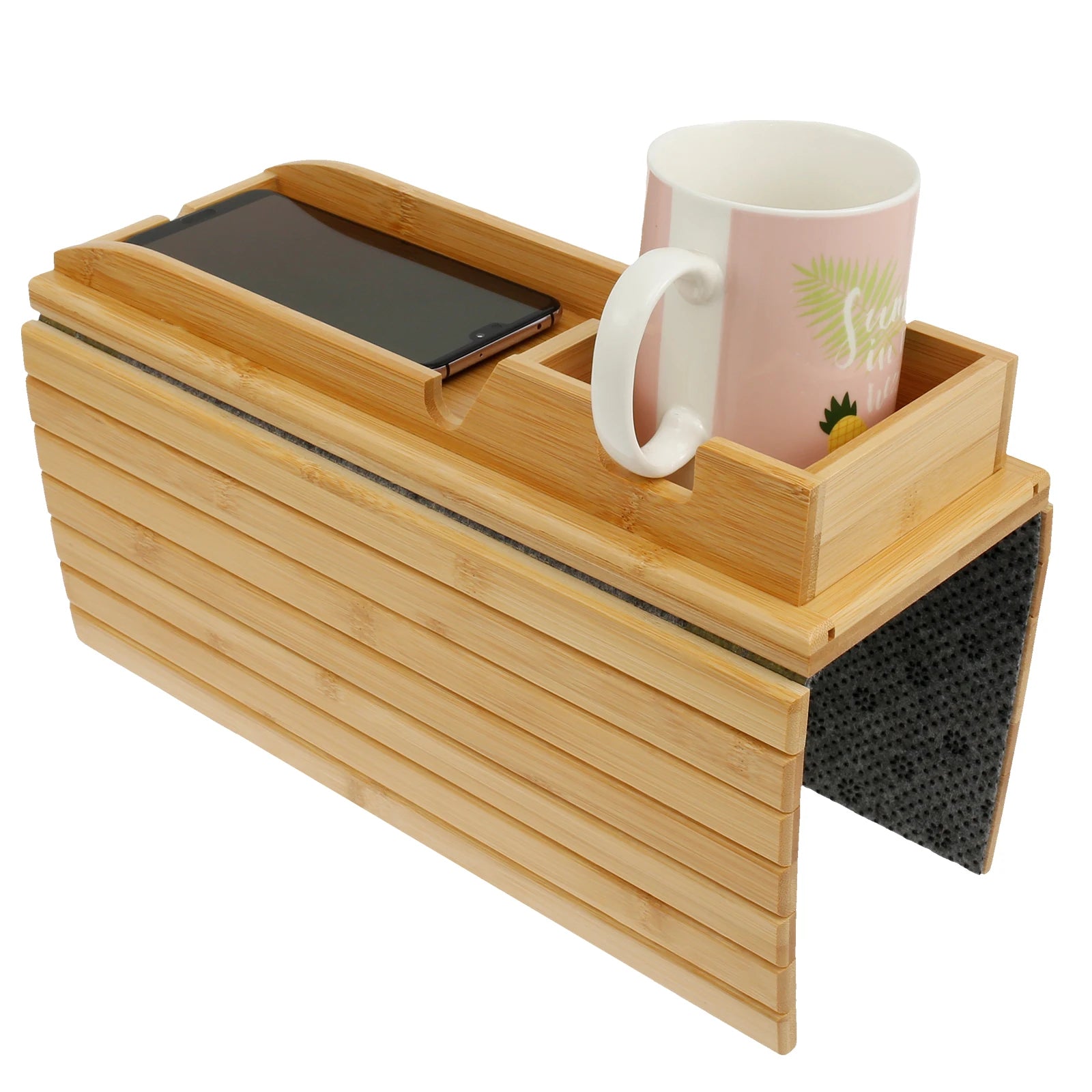 Couch cup holder bamboo wood sofa armrest tray foldable anti-slip arm side storage - a / china