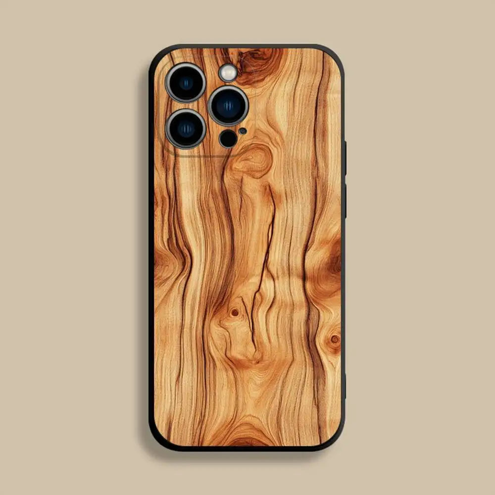 Natural wood phone case for iphone 17,16,15,14,13,12,pro,max,plus,e,se4,air,mini black soft cover - z6 / iphone17promax