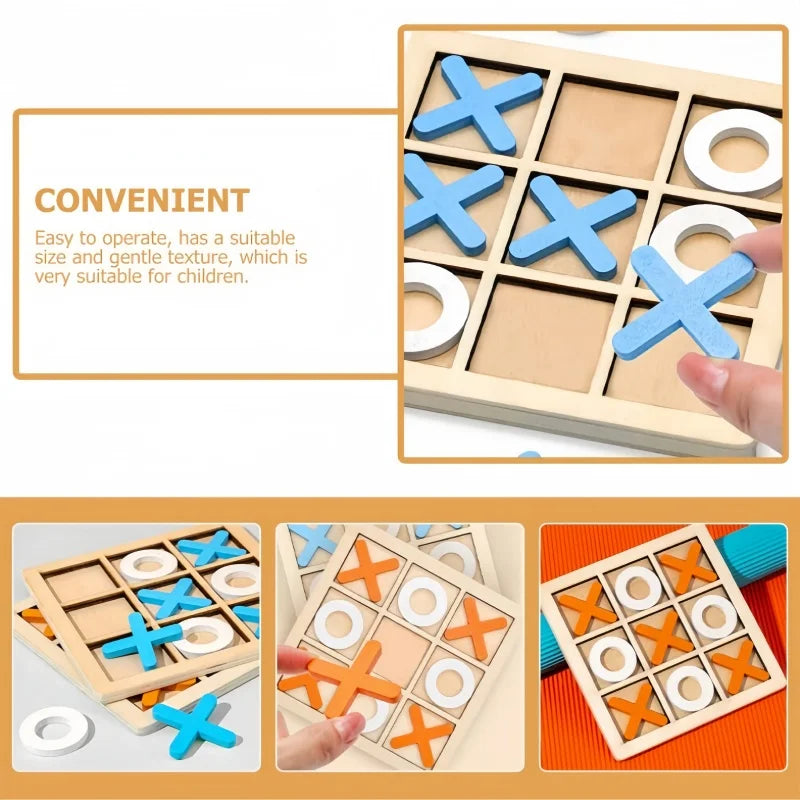Xo tic tac toe wooden board game table toy parent-child interactive fun children puzzle toys for birthday party