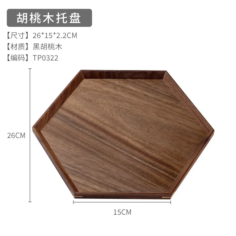 Japanese walnut tea ceremony wooden tray solid wood dry brewing home decoration high-end dessert dinner plate - o