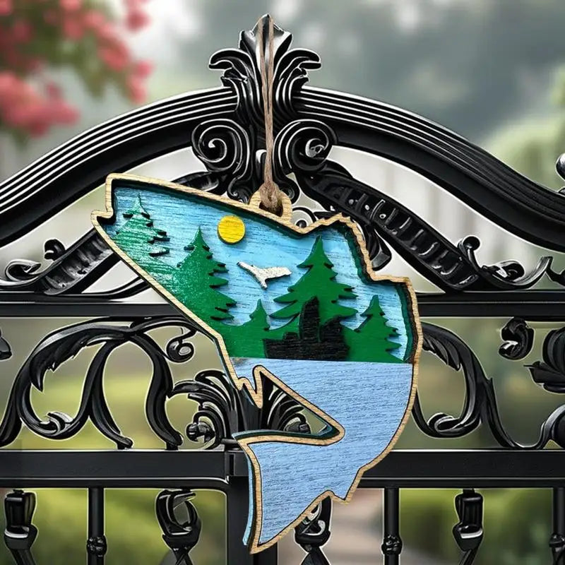 Fish decoration for wall wooden 3d art sculpture home ornaments countryside cottage living