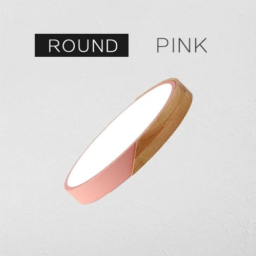 Led ceiling light modern nordic round lamp wooden home living room bedroom study surface mounted lighting fixture