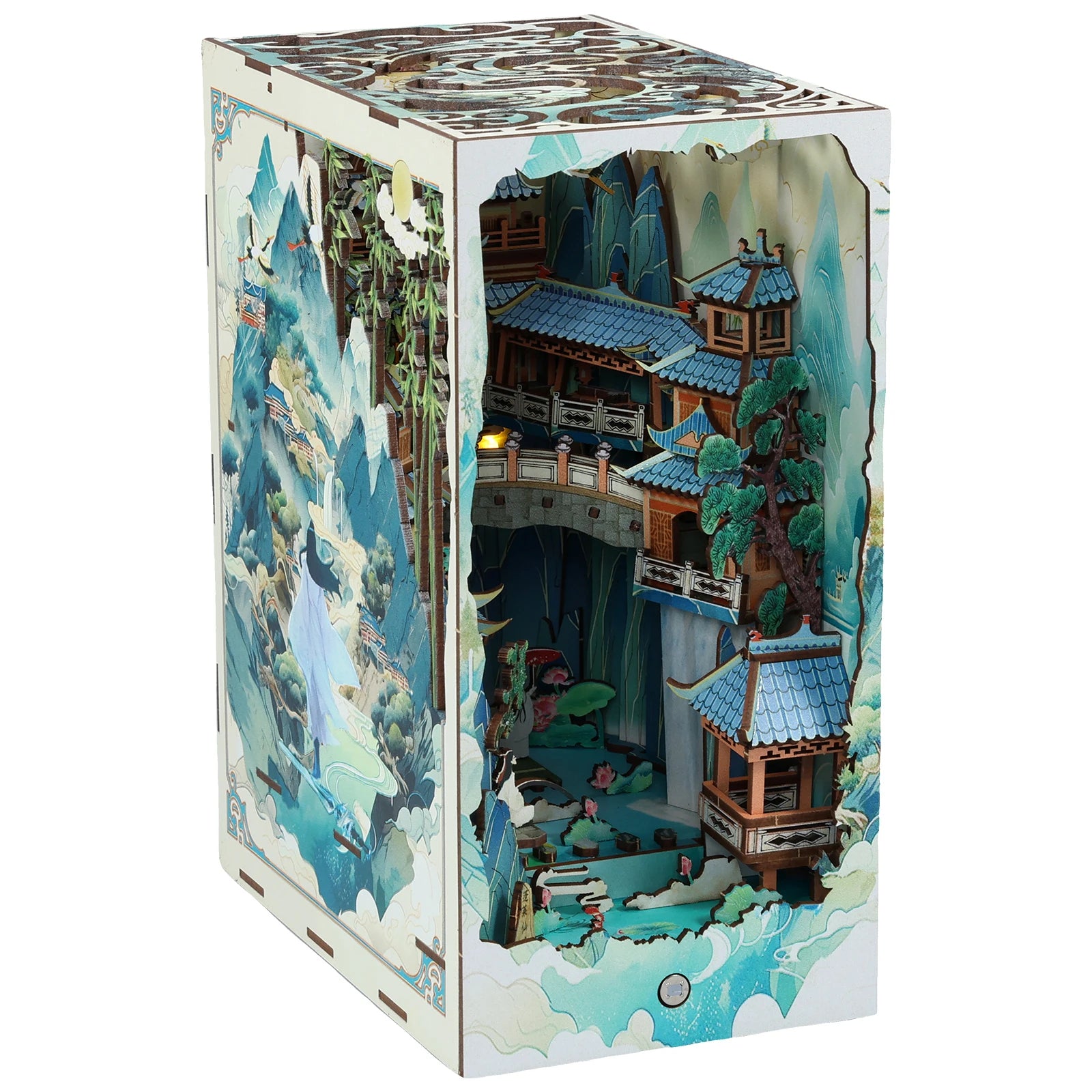 3d book nook kit diy doll house bookshelf insert miniature dollhouse bookend for xmas home office puzzle model build