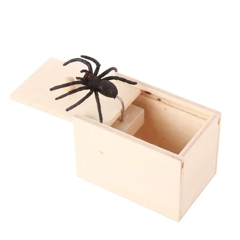 Trick spider funny scare box wooden hidden quality prank fun game friend office toys - decorative
