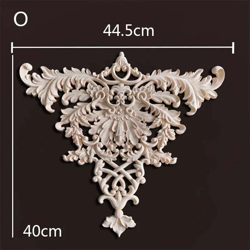 Europe wood appliques molding decals for furniture home decor carving onlays flower background wall decoration