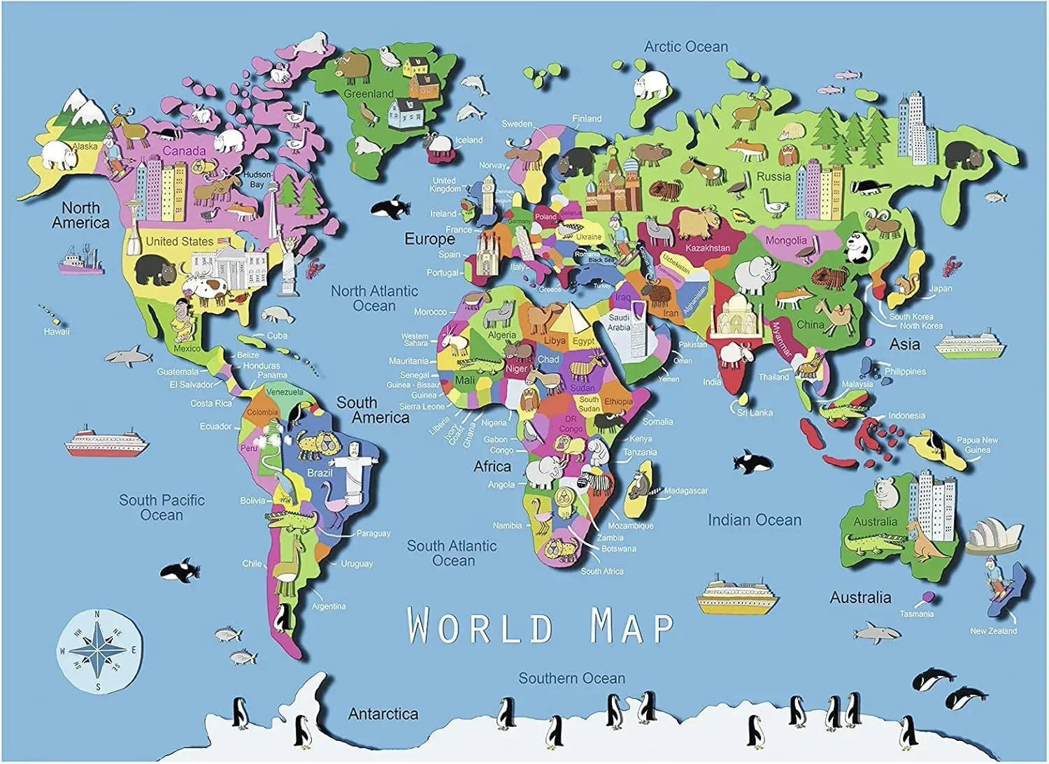 1000/500/300/120 pieces world map characteristic jigsaw puzzles for adults home decor games family educational toys