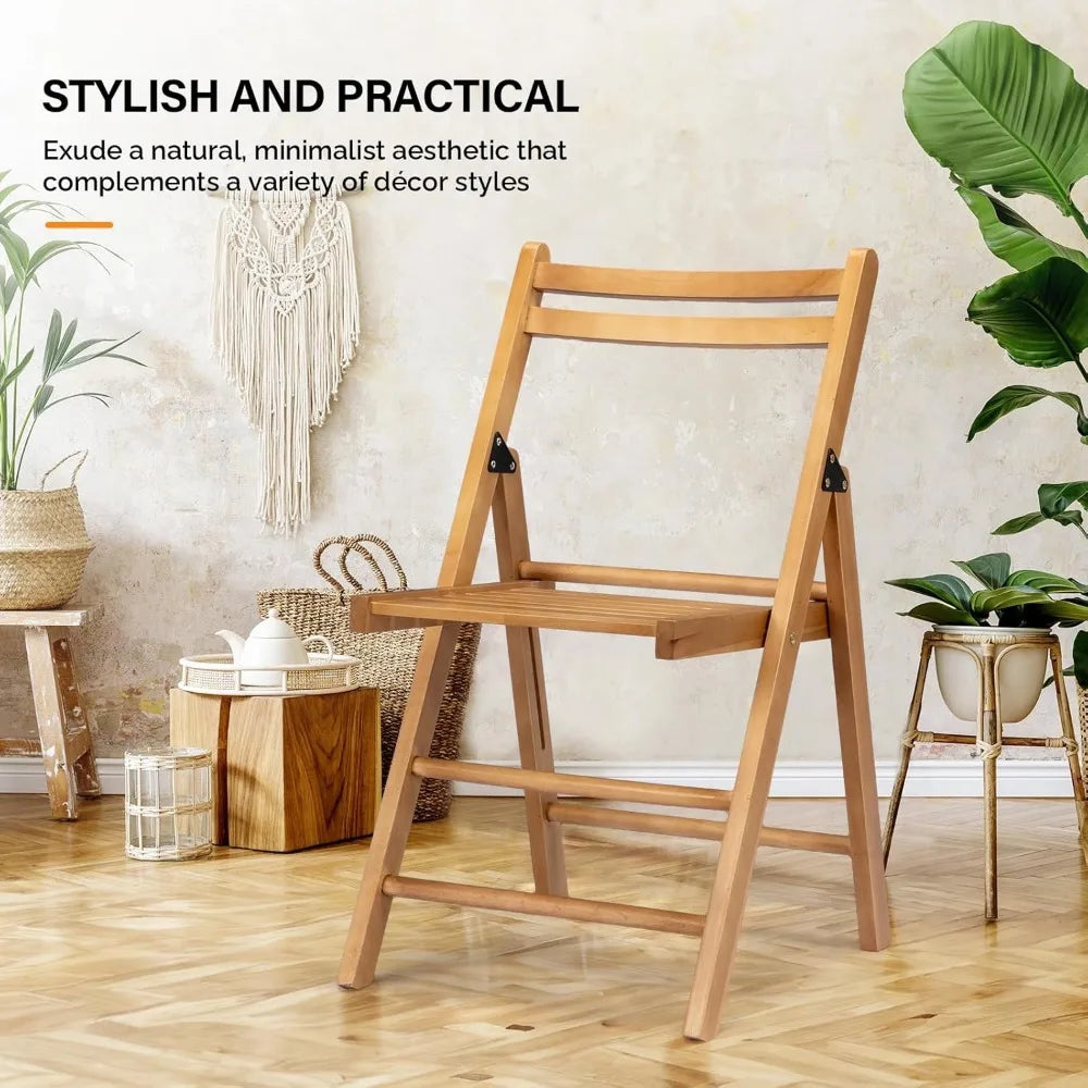 4 pack wood folding chairs with comfortable curved backs portable and durable wooden for indoor & outdoor pati - united