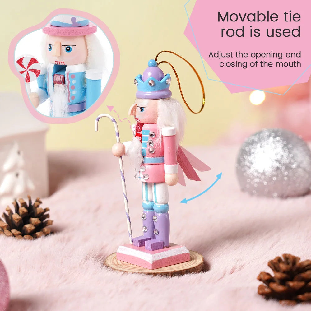 4pcs macaron nutcracker pendant painted candy puppet wooden christmas ornaments holiday party home decor gift xmas tree