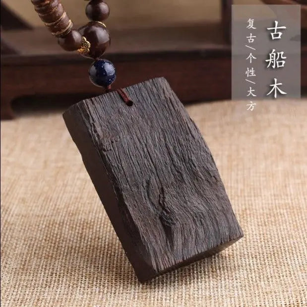 Chinese style minimalist wooden necklace long buddha bead sweater chain versatile personalized pendant men’s