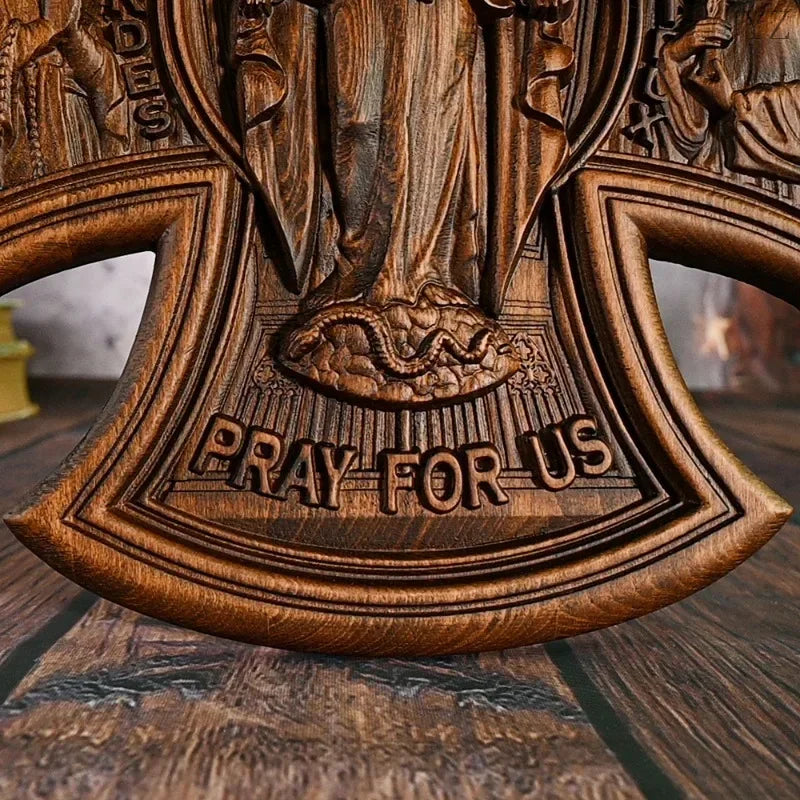 High quality simple vintage wooden catholic cross jesus and mary home decor wall hanging statue - religious (christian)