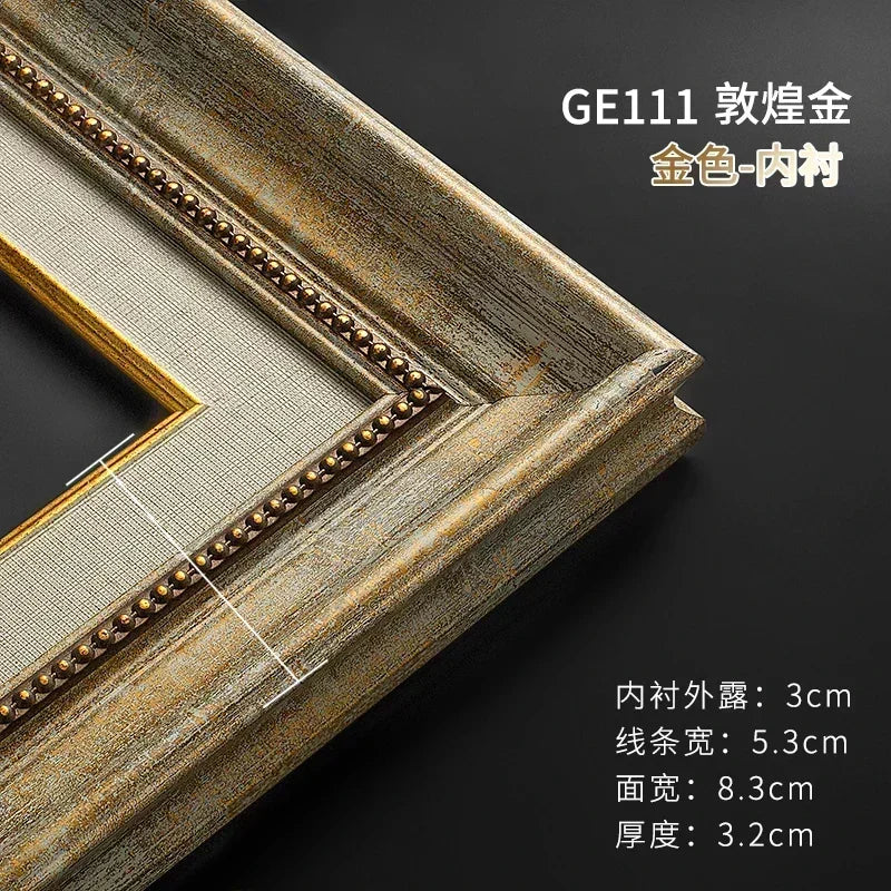 Wooden picture oil painting frame photo holder wall hanging shadow vintage photocard personalized gift gold room decor