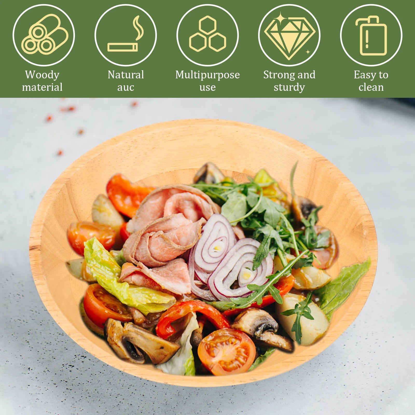 Japanese wooden bowls salad bowl multipurpose soup solid wood retro medium and large noodles pasta ramen - 2pcs / china