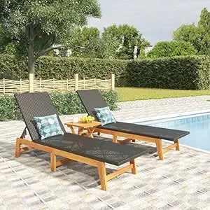 Sun lounger with table tanning chair backyard furniture patio daybed sofa pool suitable for beach lawn poolside garden
