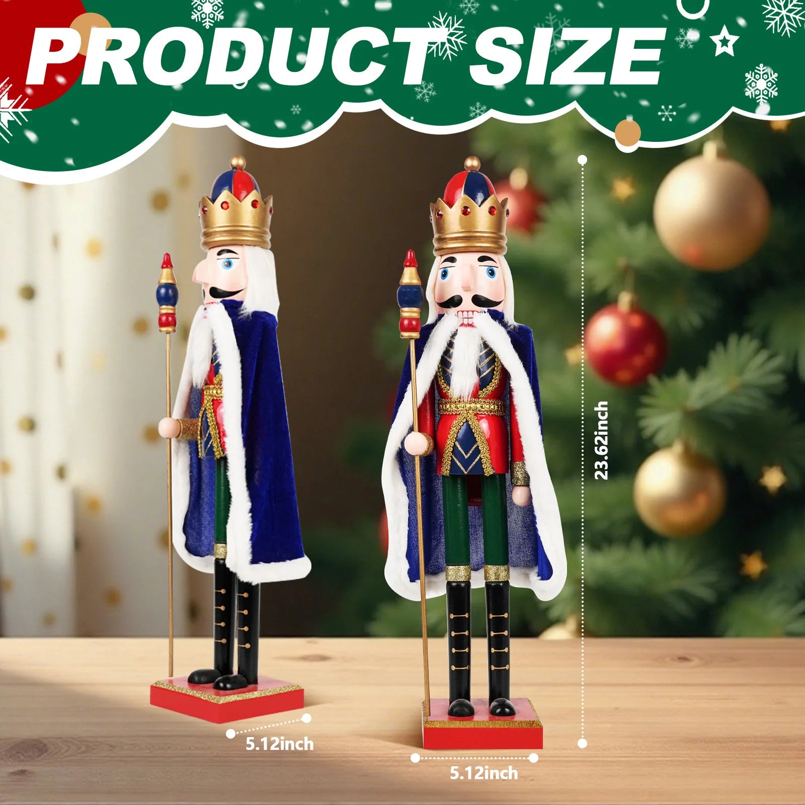 Christmas nutcracker decoration puppet solider cloak king wooden doll walnut handcraft figurine home office decor merry