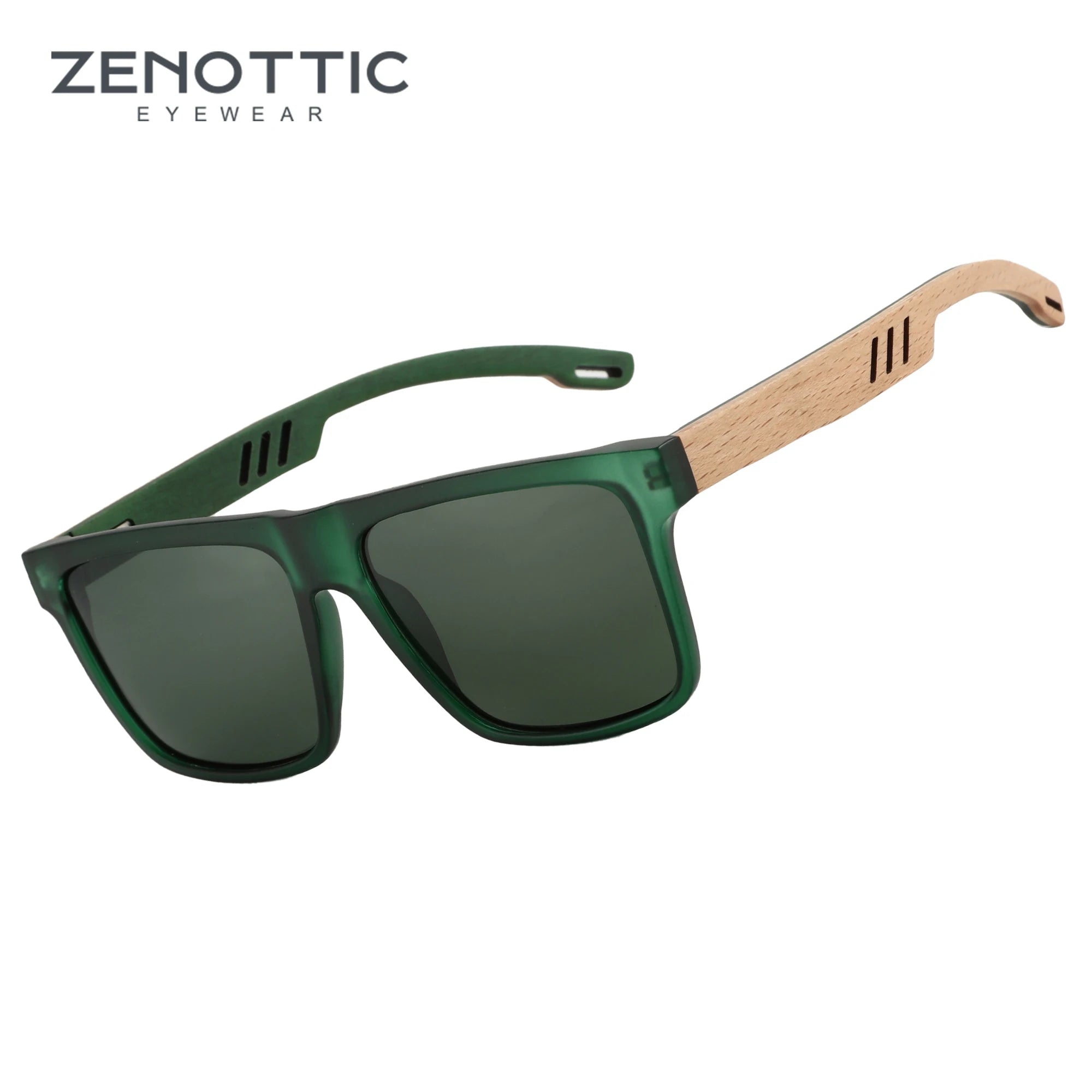 Zenottic walnut wood sunglasses with dark polarized lenses for men and women | uva/uvb ray protection