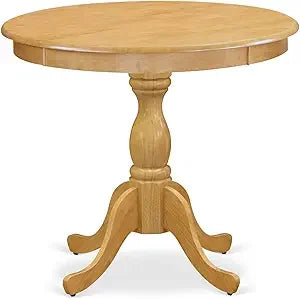 Round wooden antique oak dining table with pedestal base 36x36 inches - united states / amt tp