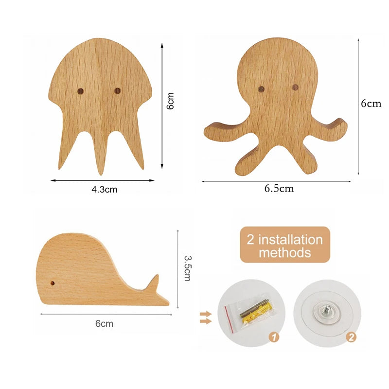 3pcs wood hooks organization wall holder clothes hanger keychain door hook bathroom kitchen accessories deco for home