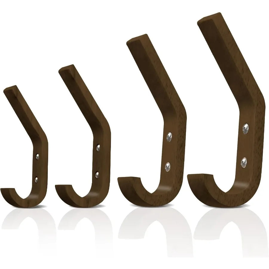 4 pack coat hooks wood towel hook mounted wall rustic wooden heavy duty hat rack for hanging bathroom towels cl