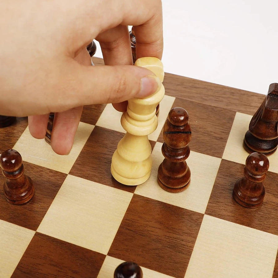 Foldable 2 in 1 chess board portable storage wooden game educational games christmas gifts for students